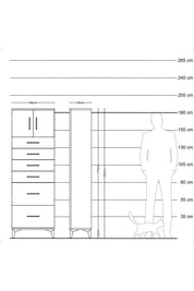 Arges Dolap Tek Raflı 6 Çekmeceli 2 Kapaklı 88x30x182 Çam-Aytaşı
