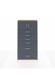 Arges Dolap Tek Raflı 6 Çekmeceli 2 Kapaklı 88x30x182 Çam-Antrasit