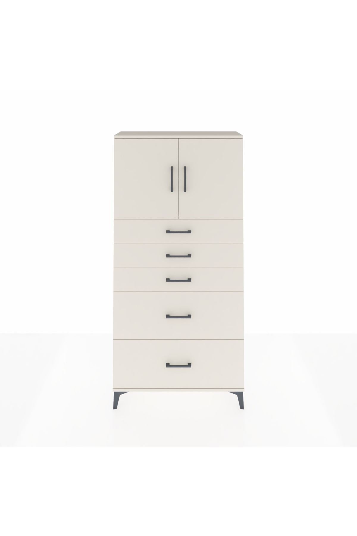 Arges Dolap 2 Raflı 5 Çekmeceli 2 Kapaklı 88x30x182 Aytaşı-Aytaşı