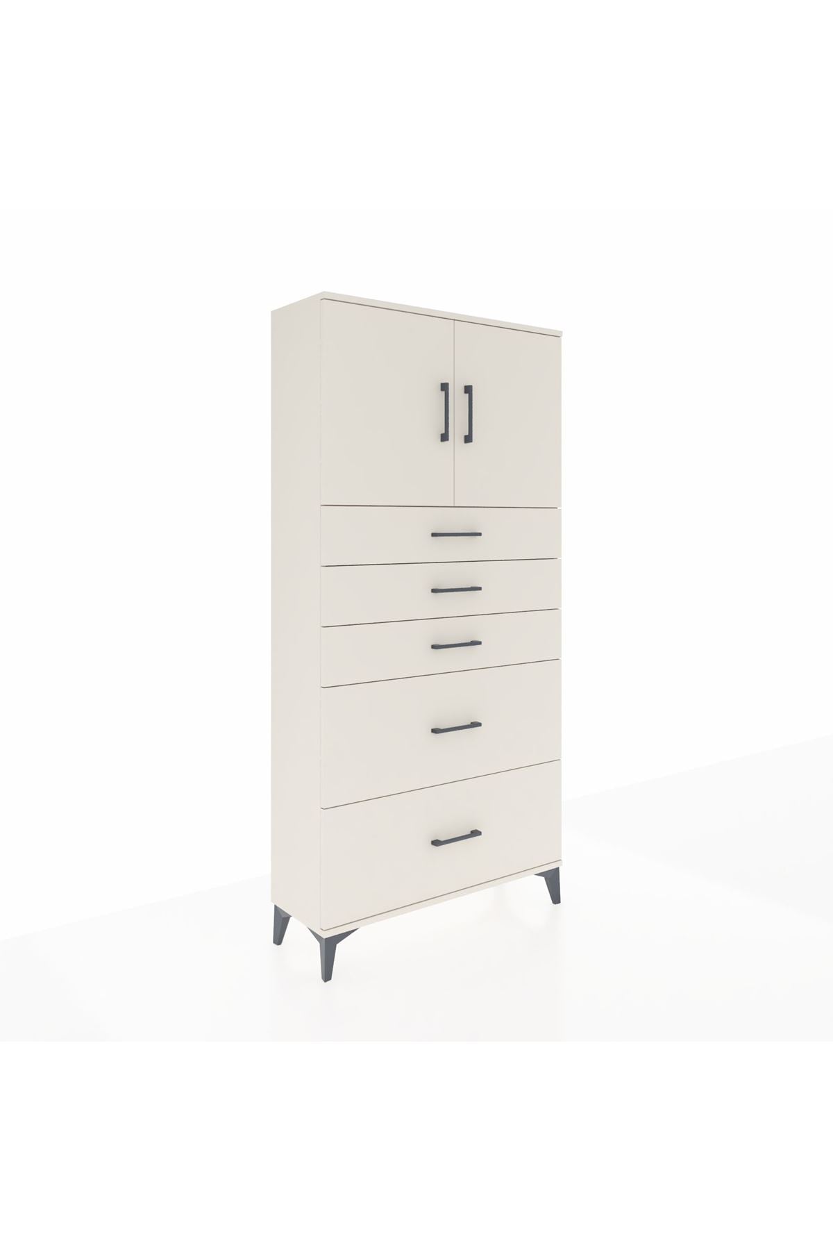 Arges Dolap 2 Raflı 5 Çekmeceli 2 Kapaklı 88x30x182 Aytaşı-Aytaşı