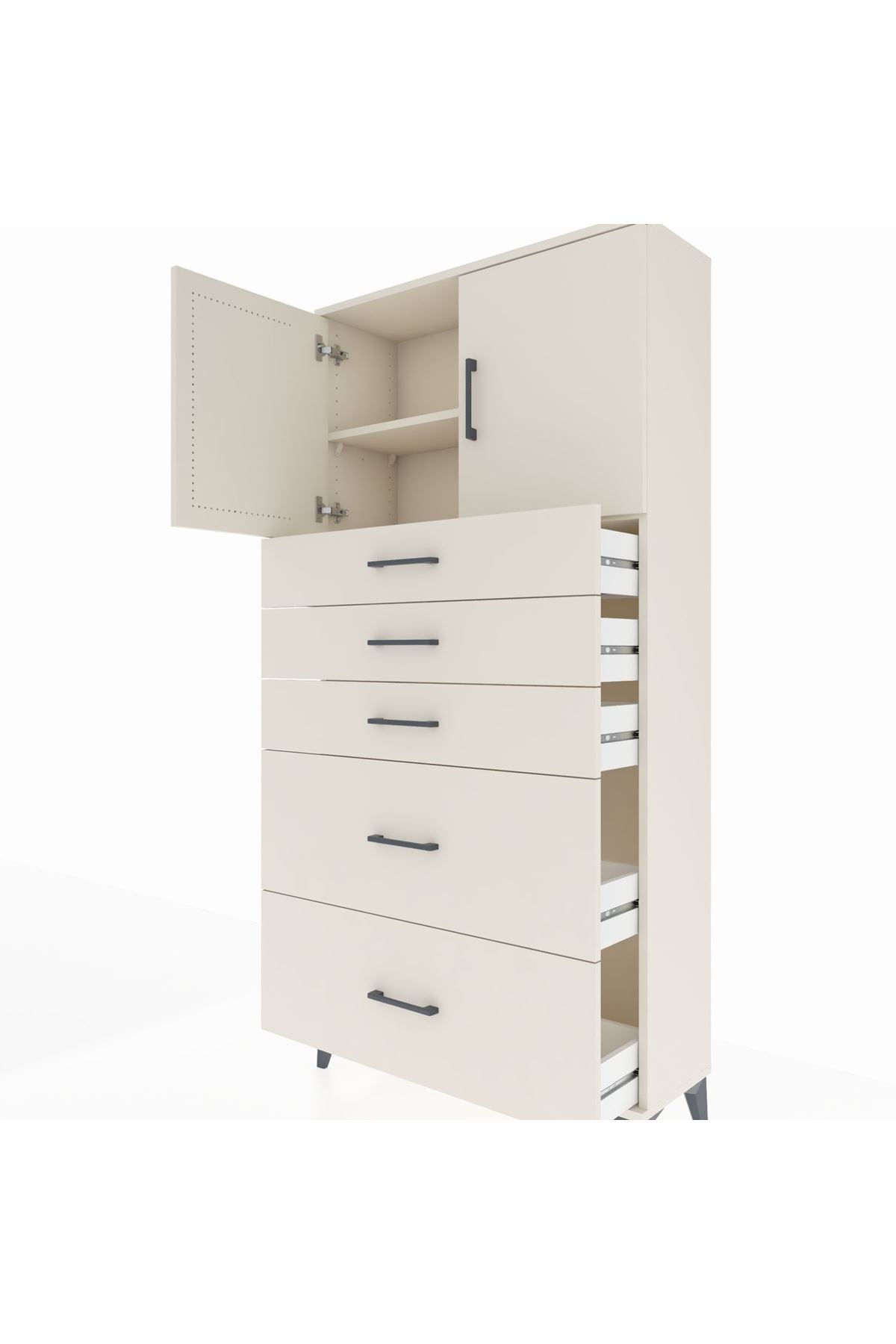 Arges Dolap 2 Raflı 5 Çekmeceli 2 Kapaklı 88x30x182 Aytaşı-Aytaşı