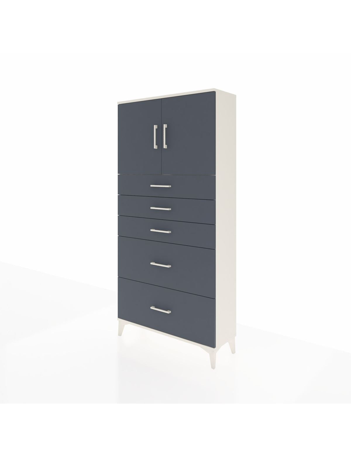 Arges Dolap 2 Raflı 5 Çekmeceli 2 Kapaklı 88x30x182 - S24M018V2A