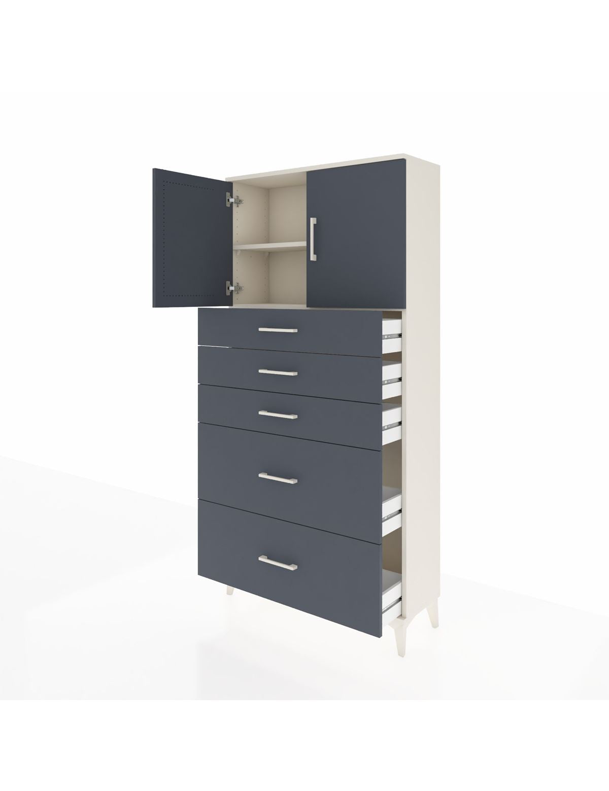 Arges Dolap 2 Raflı 5 Çekmeceli 2 Kapaklı 88x30x182 - S24M018V2A