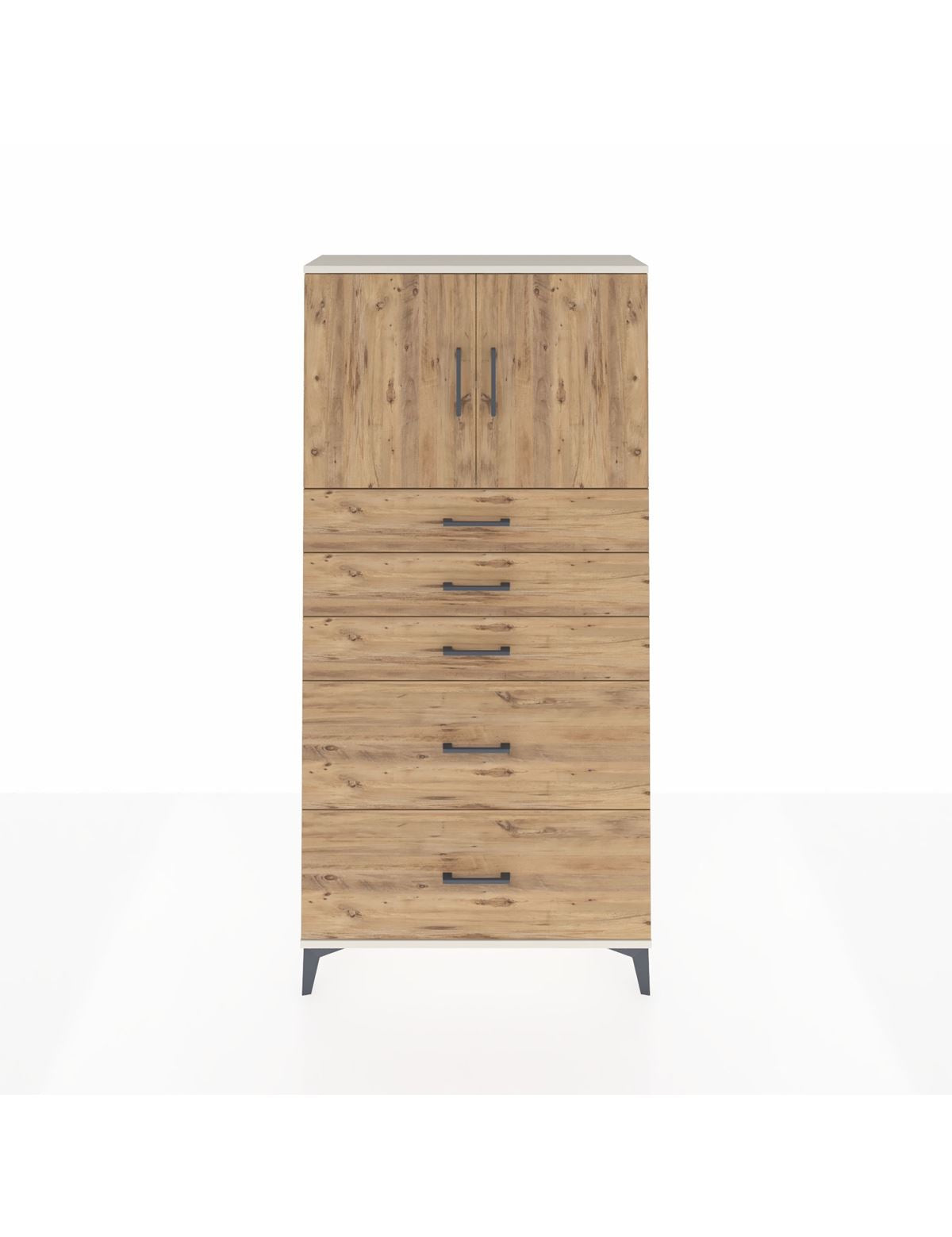 Arges Dolap 2 Raflı 5 Çekmeceli 2 Kapaklı 88x30x182 Aytaşı-Çam