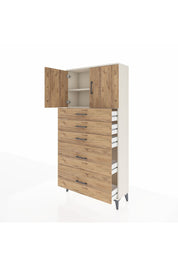 Arges Dolap 2 Raflı 5 Çekmeceli 2 Kapaklı 88x30x182 Aytaşı-Çam