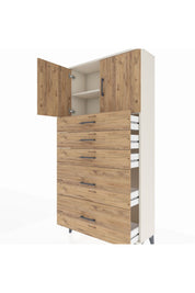 Arges Dolap 2 Raflı 5 Çekmeceli 2 Kapaklı 88x30x182 Aytaşı-Çam