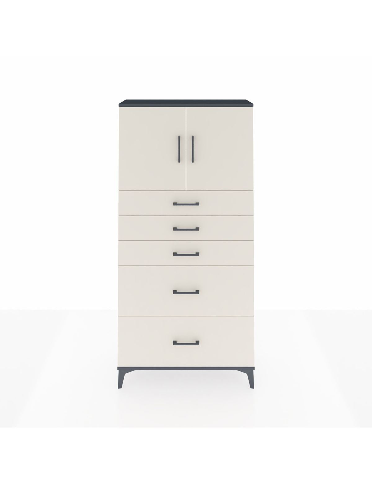 Arges Dolap 2 Raflı 5 Çekmeceli 2 Kapaklı 88x30x182 Antrasit-Aytaşı