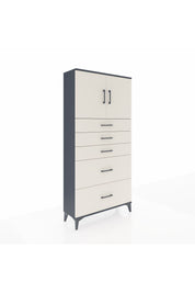 Arges Dolap 2 Raflı 5 Çekmeceli 2 Kapaklı 88x30x182 Antrasit-Aytaşı