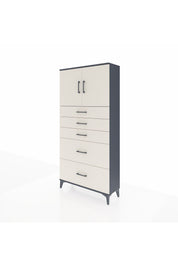 Arges Dolap 2 Raflı 5 Çekmeceli 2 Kapaklı 88x30x182 Antrasit-Aytaşı