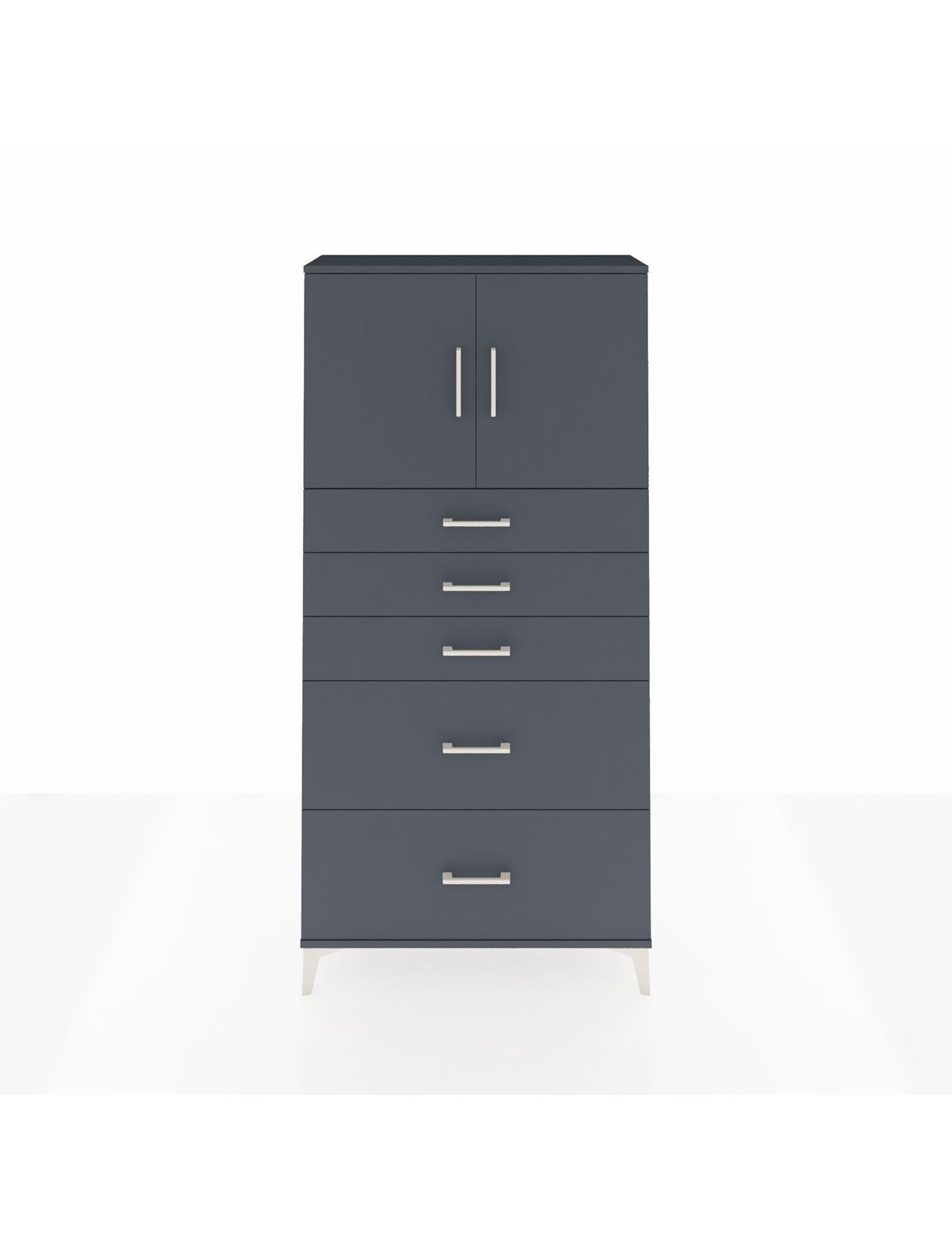 Arges Dolap 2 Raflı 5 Çekmeceli 2 Kapaklı 88x30x182 Antrasit-Antrasit