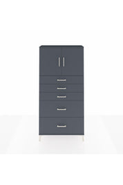 Arges Dolap 2 Raflı 5 Çekmeceli 2 Kapaklı 88x30x182 Antrasit-Antrasit