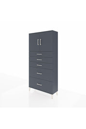 Arges Dolap 2 Raflı 5 Çekmeceli 2 Kapaklı 88x30x182 Antrasit-Antrasit