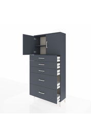 Arges Dolap 2 Raflı 5 Çekmeceli 2 Kapaklı 88x30x182 Antrasit-Antrasit