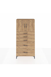 Arges Dolap 2 Raflı 5 Çekmeceli 2 Kapaklı 88x30x182 Çam-Çam