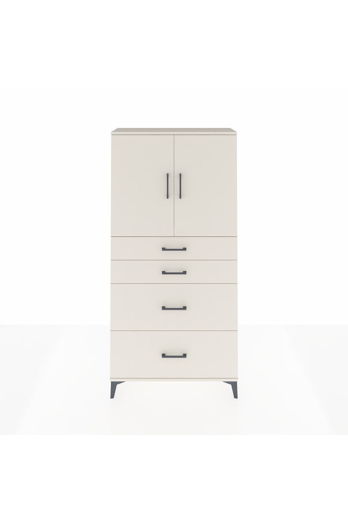 Arges Dolap 2 Raflı 4 Çekmeceli 2 Kapaklı 88x30x182 Aytaşı-Aytaşı