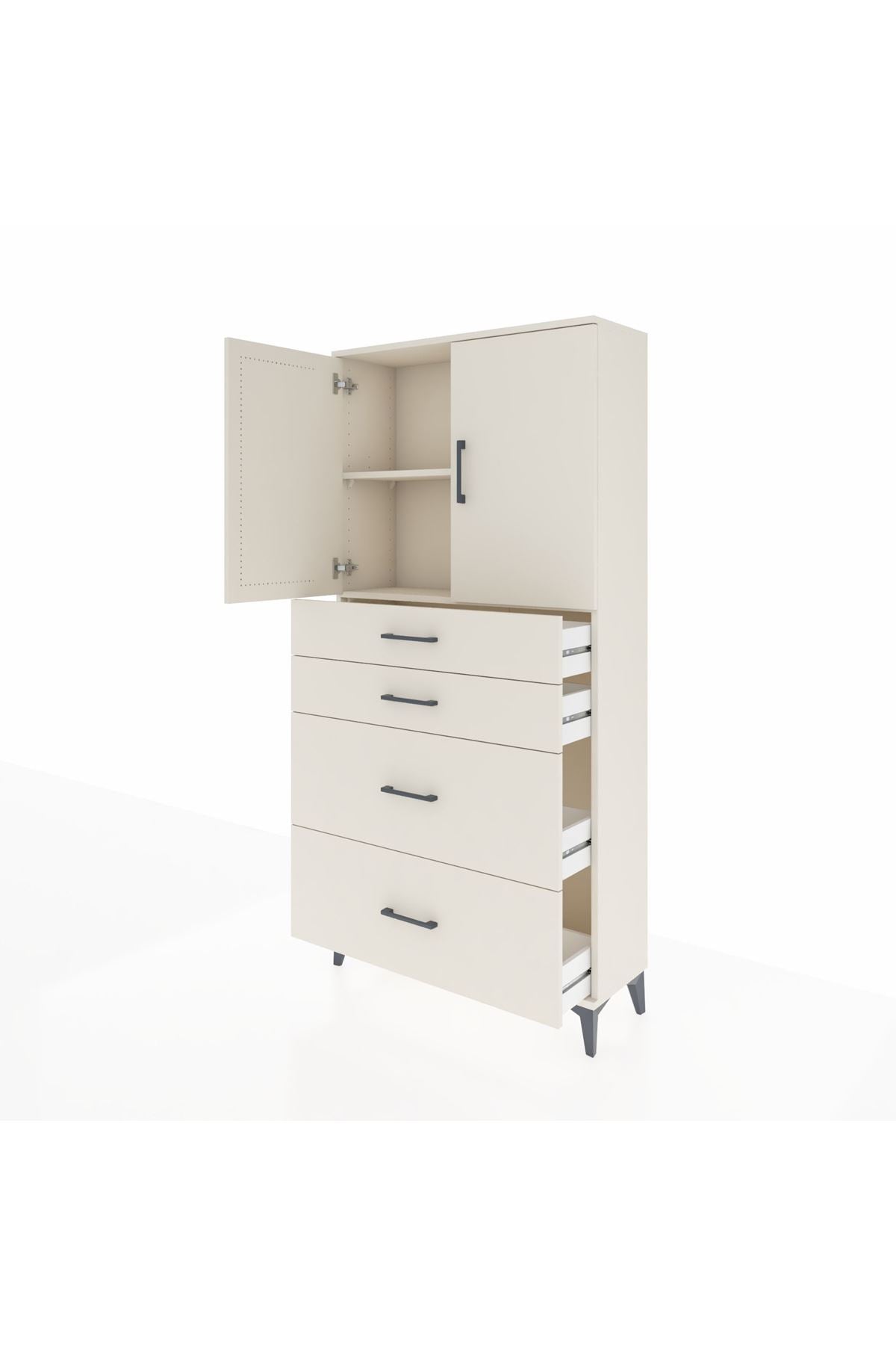 Arges Dolap 2 Raflı 4 Çekmeceli 2 Kapaklı 88x30x182 Aytaşı-Aytaşı