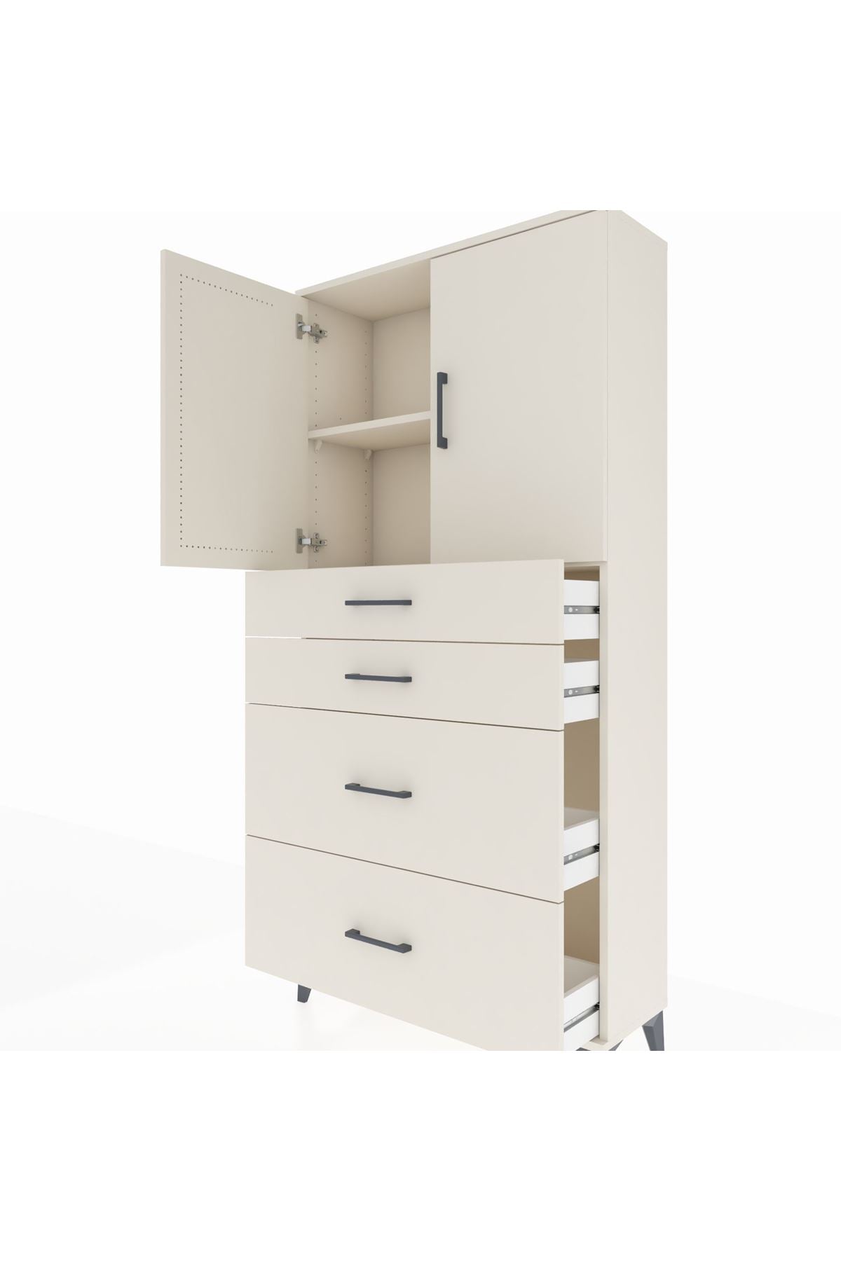 Arges Dolap 2 Raflı 4 Çekmeceli 2 Kapaklı 88x30x182 Aytaşı-Aytaşı