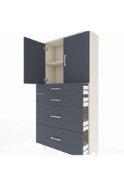 Arges Dolap 2 Raflı 4 Çekmeceli 2 Kapaklı 88x30x182 Aytaşı-Antrasit