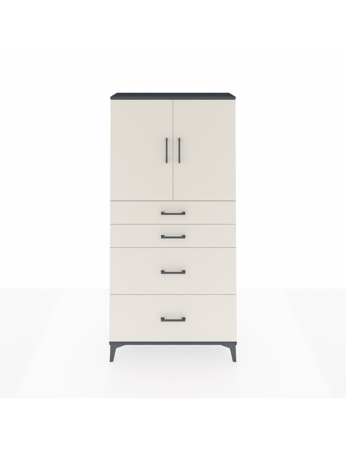 Arges Dolap 2 Raflı 4 Çekmeceli 2 Kapaklı 88x30x182 Antrasit-Aytaşı