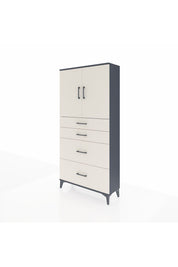 Arges Dolap 2 Raflı 4 Çekmeceli 2 Kapaklı 88x30x182 Antrasit-Aytaşı