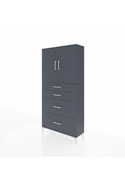 Arges Dolap 2 Raflı 4 Çekmeceli 2 Kapaklı 88x30x182 Antrasit-Antrasit