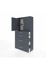 Arges Dolap 2 Raflı 4 Çekmeceli 2 Kapaklı 88x30x182 Antrasit-Antrasit