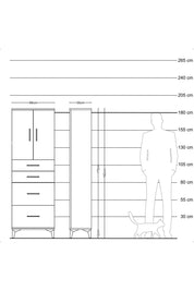Arges Dolap 2 Raflı 4 Çekmeceli 2 Kapaklı 88x30x182 Antrasit-Antrasit