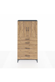 Arges Dolap 2 Raflı 4 Çekmeceli 2 Kapaklı 88x30x182 Antrasit-Çam