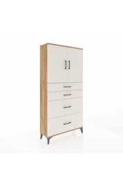 Arges Dolap 2 Raflı 4 Çekmeceli 2 Kapaklı 88x30x182 Çam-Aytaşı
