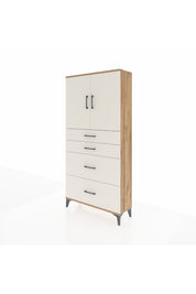 Arges Dolap 2 Raflı 4 Çekmeceli 2 Kapaklı 88x30x182 Çam-Aytaşı