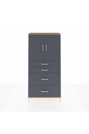 Arges Dolap 2 Raflı 4 Çekmeceli 2 Kapaklı 88x30x182 Çam-Antrasit