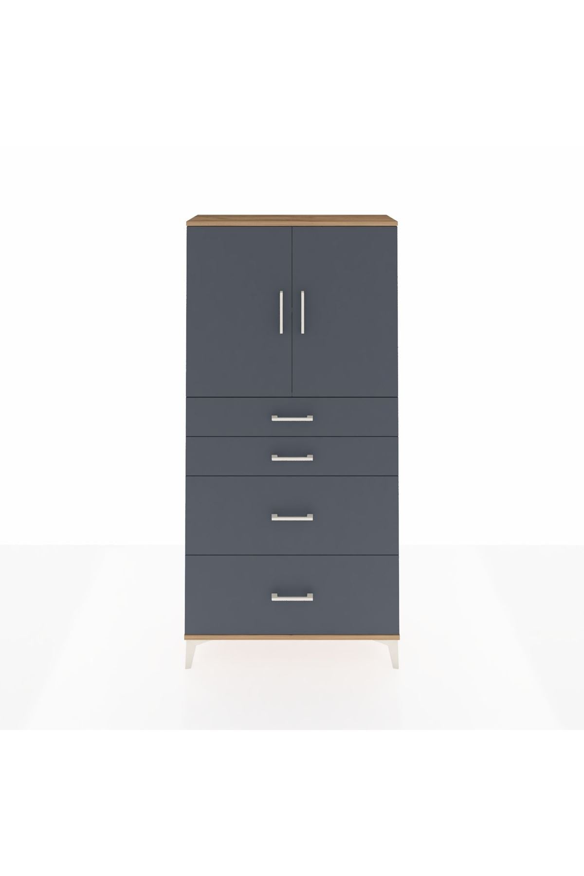 Arges Dolap 2 Raflı 4 Çekmeceli 2 Kapaklı 88x30x182 - S24M019V8A