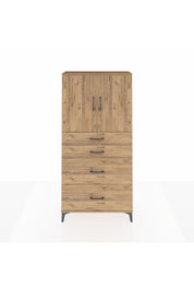 Arges Dolap 2 Raflı 4 Çekmeceli 2 Kapaklı 88x30x182 Çam-Çam