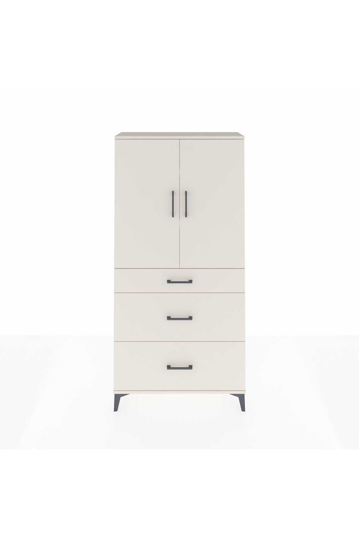 Arges Dolap 3 Raflı 3 Çekmeceli 2 Kapaklı 88x30x182 Aytaşı-Aytaşı