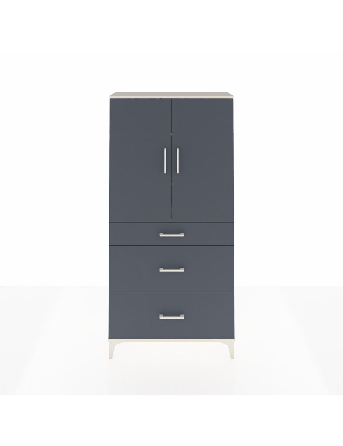 Arges Dolap 3 Raflı 3 Çekmeceli 2 Kapaklı 88x30x182 Aytaşı-Antrasit