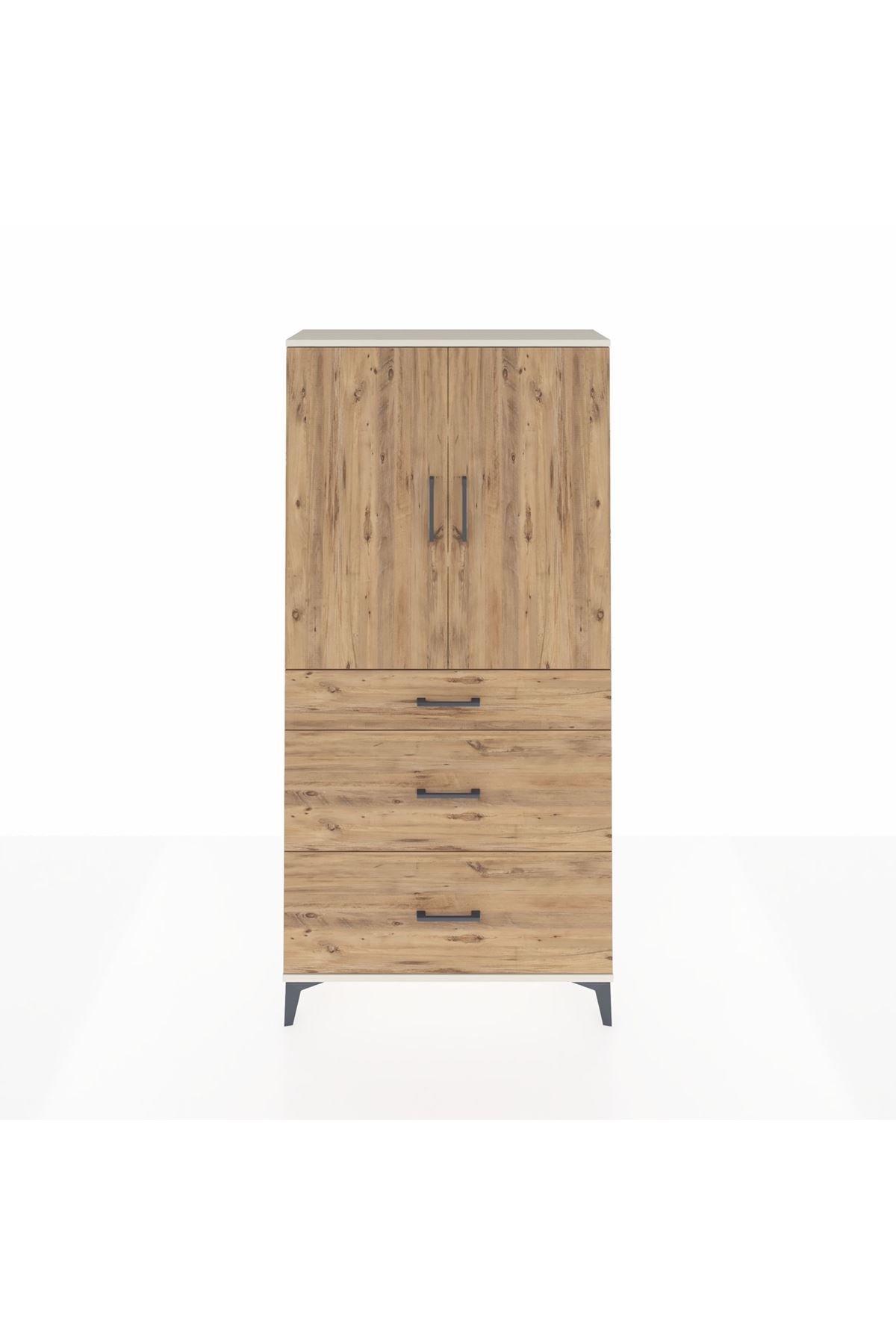 Arges Dolap 3 Raflı 3 Çekmeceli 2 Kapaklı 88x30x182 Aytaşı-Çam
