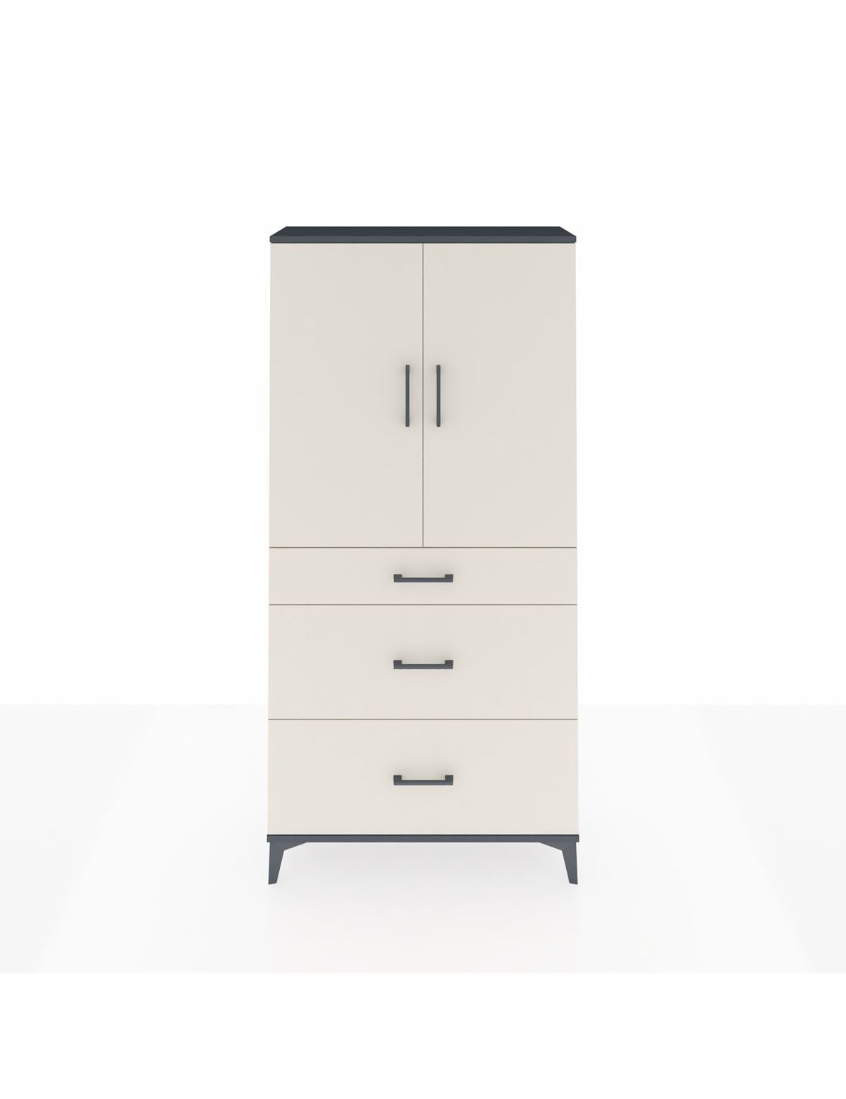 Arges Dolap 3 Raflı 3 Çekmeceli 2 Kapaklı 88x30x182 Antrasit-Aytaşı