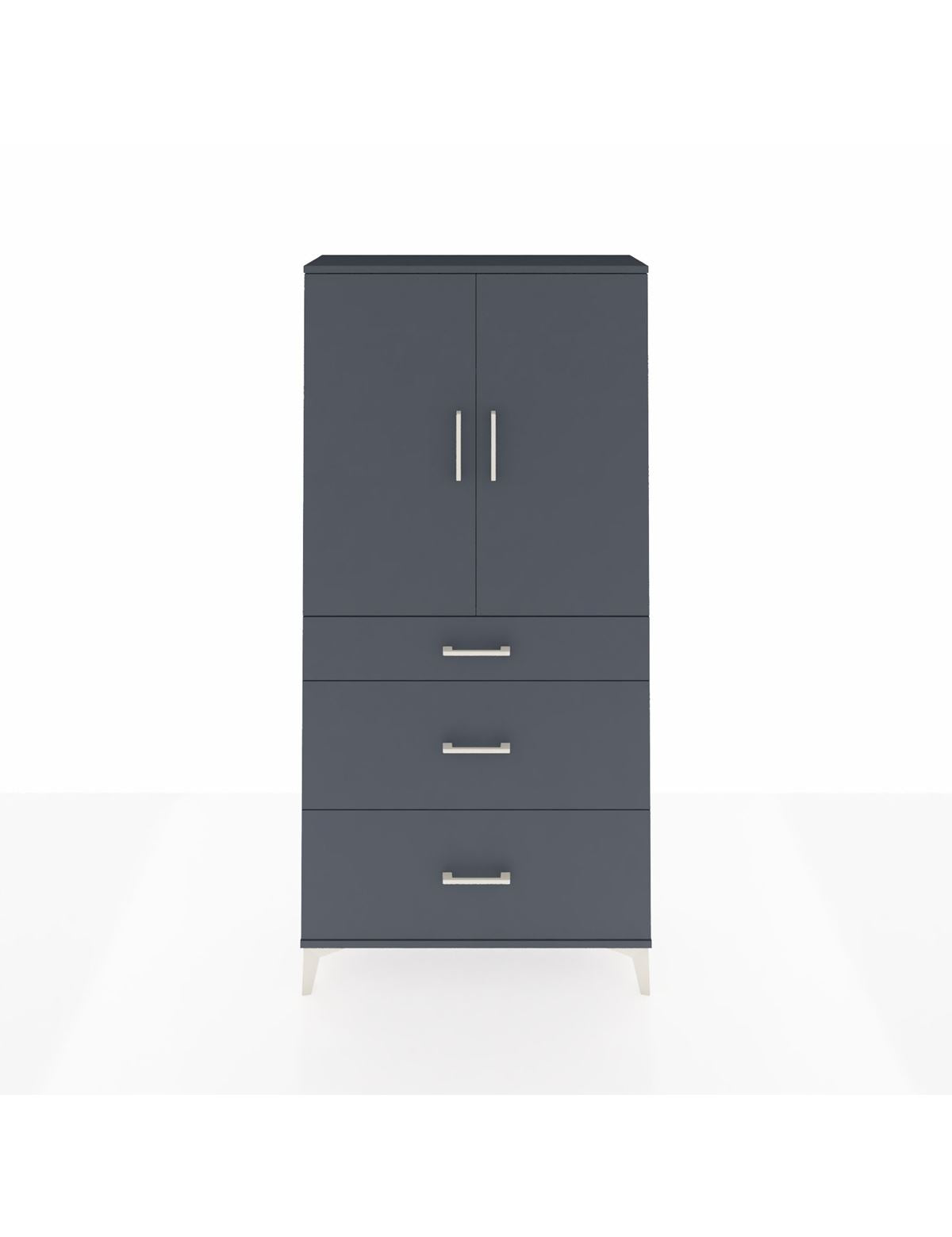 Arges Dolap 3 Raflı 3 Çekmeceli 2 Kapaklı 88x30x182 Antrasit-Antrasit