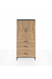 Arges Dolap 3 Raflı 3 Çekmeceli 2 Kapaklı 88x30x182 Antrasit-Çam