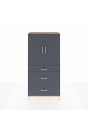 Arges Dolap 3 Raflı 3 Çekmeceli 2 Kapaklı 88x30x182 Çam-Antrasit