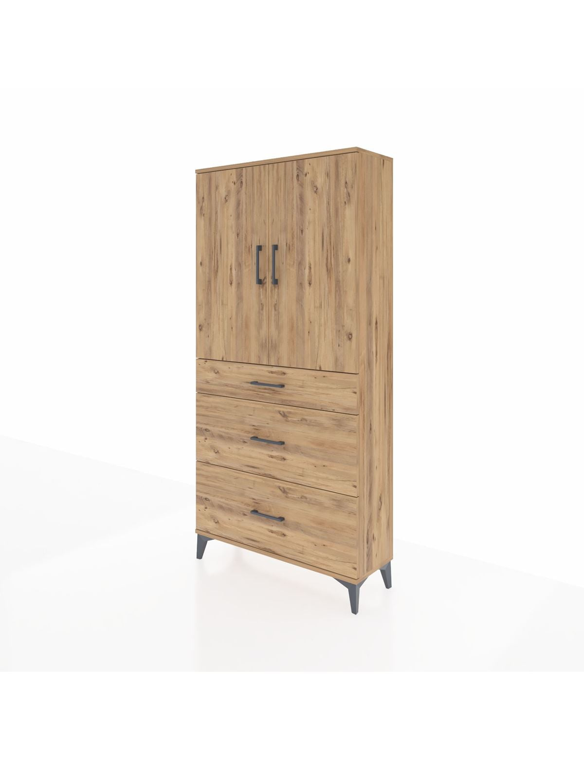 Arges Dolap 3 Raflı 3 Çekmeceli 2 Kapaklı 88x30x182 - S24M020V9A