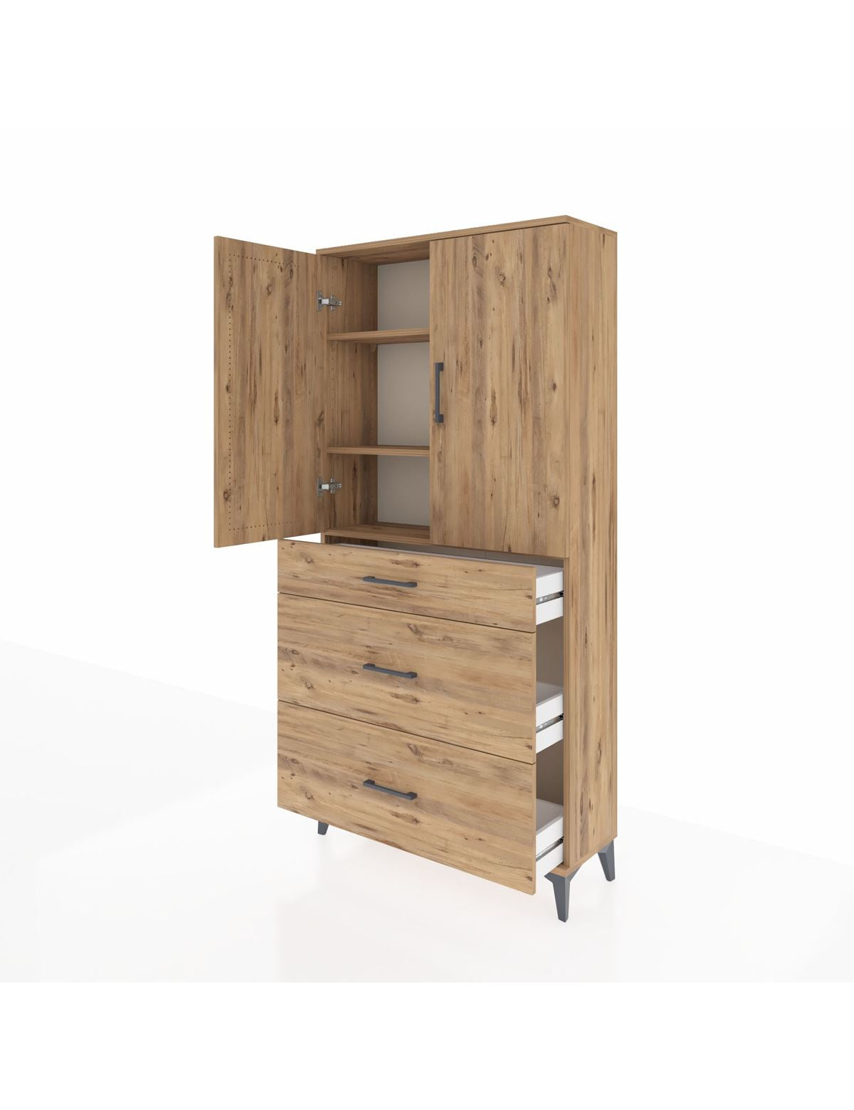 Arges Dolap 3 Raflı 3 Çekmeceli 2 Kapaklı 88x30x182 - S24M020V9A