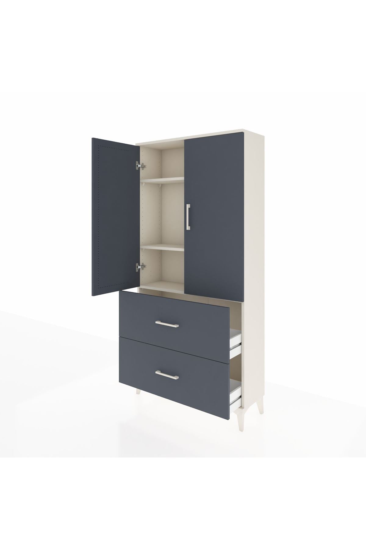 Arges Dolap 3 Raflı 2 Çekmeceli 2 Kapaklı 88x30x182 - S24M021V2A