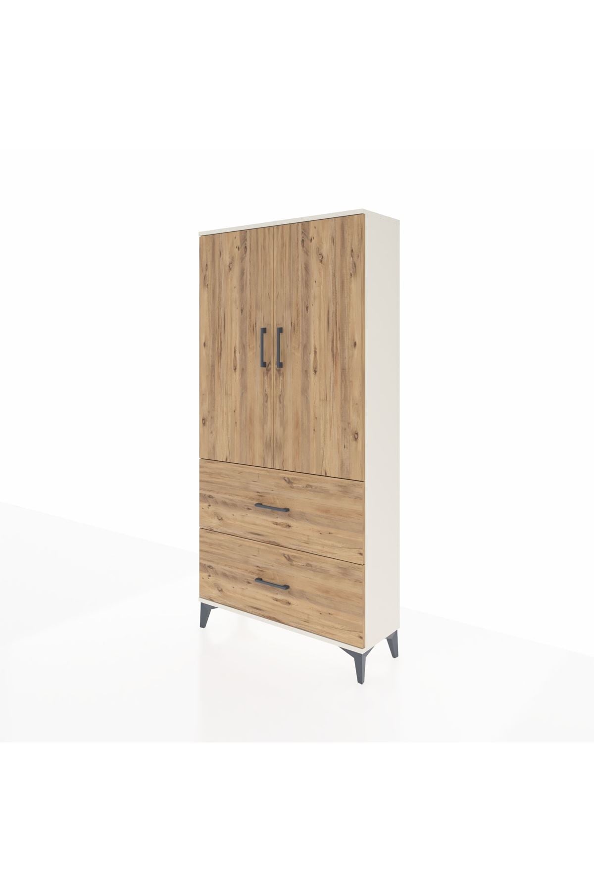 Arges Dolap 3 Raflı 2 Çekmeceli 2 Kapaklı 88x30x182 - S24M021V3A