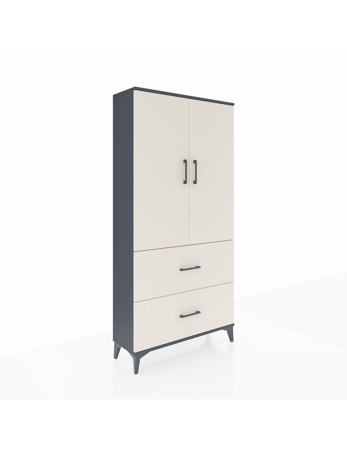 Arges Dolap 3 Raflı 2 Çekmeceli 2 Kapaklı 88x30x182 Antrasit-Aytaşı