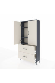 Arges Dolap 3 Raflı 2 Çekmeceli 2 Kapaklı 88x30x182 Antrasit-Aytaşı