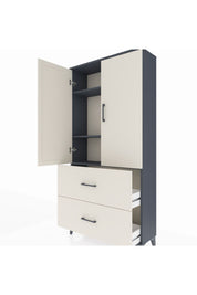 Arges Dolap 3 Raflı 2 Çekmeceli 2 Kapaklı 88x30x182 Antrasit-Aytaşı