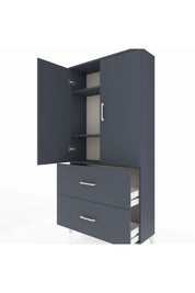 Arges Dolap 3 Raflı 2 Çekmeceli 2 Kapaklı 88x30x182 Antrasit-Antrasit