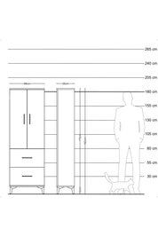 Arges Dolap 3 Raflı 2 Çekmeceli 2 Kapaklı 88x30x182 Antrasit-Antrasit