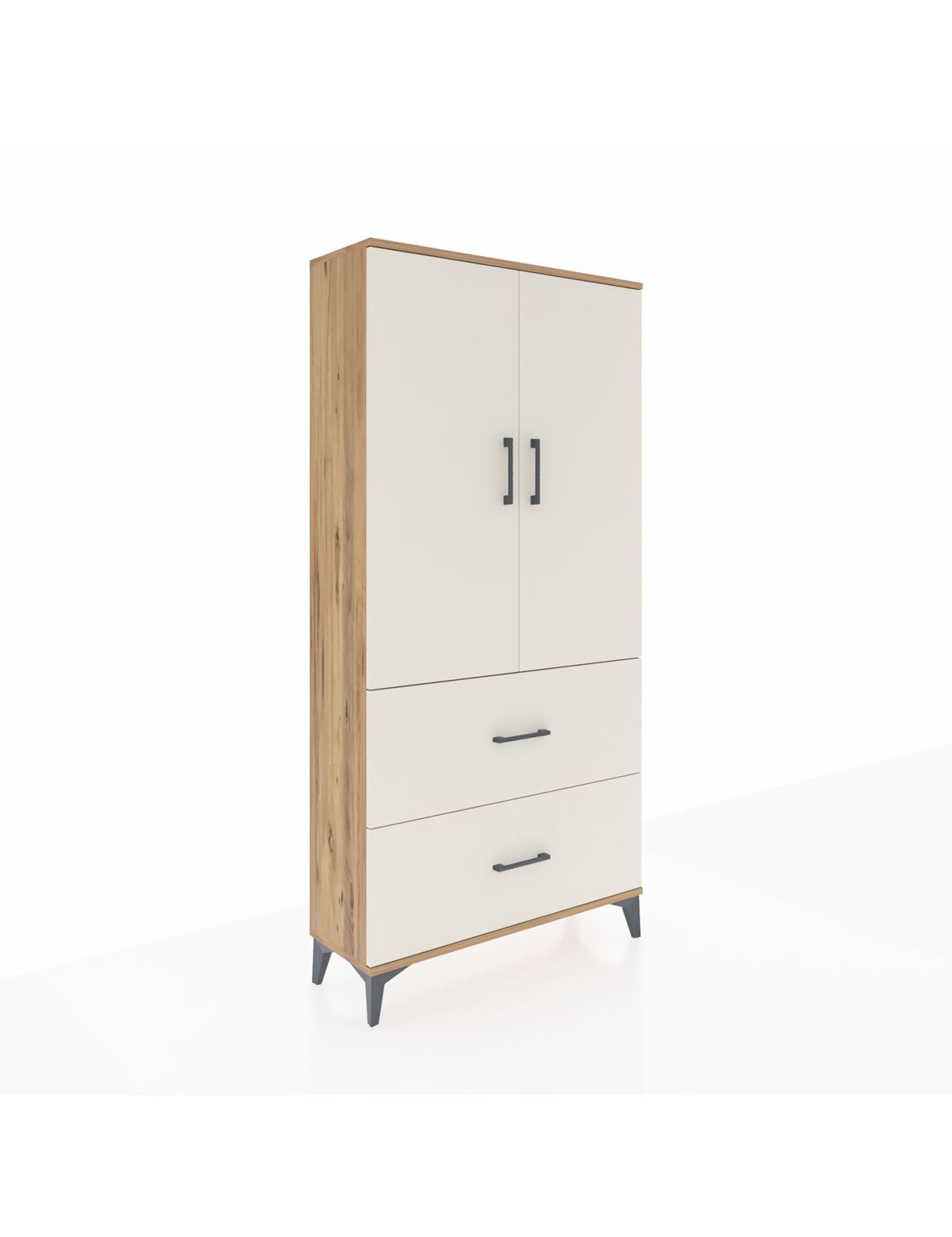 Arges Dolap 3 Raflı 2 Çekmeceli 2 Kapaklı 88x30x182 Çam-Aytaşı